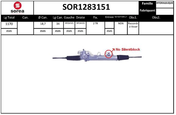 Crémaillère de direction SERA SOR1283151
