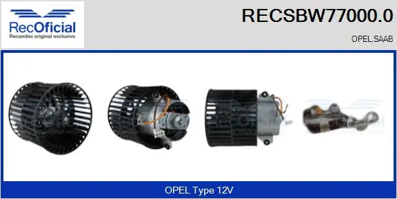 Pulseur d'air habitacle RECOFICIAL RECSBW77000.0