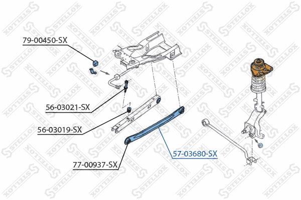 Bras de liaison, suspension de roue STELLOX 57-03680-SX