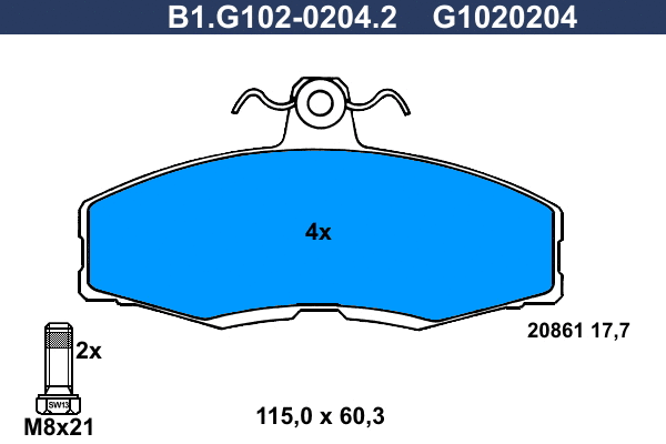 Kit de plaquettes de frein, frein à disque GALFER B1.G102-0204.2