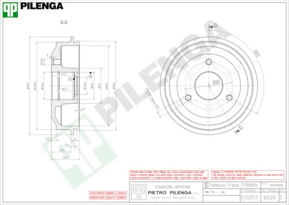 Tambour de frein PILENGA 6020