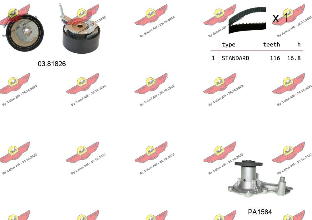 Pompe à eau + kit de courroie crantée AUTOKIT 04.5484PA