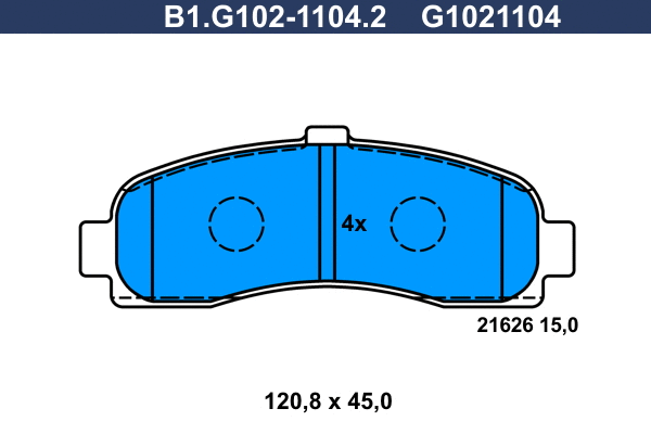 Kit de plaquettes de frein, frein à disque GALFER B1.G102-1104.2