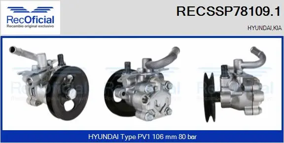 Pompe hydraulique, direction RECOFICIAL RECSSP78109.1