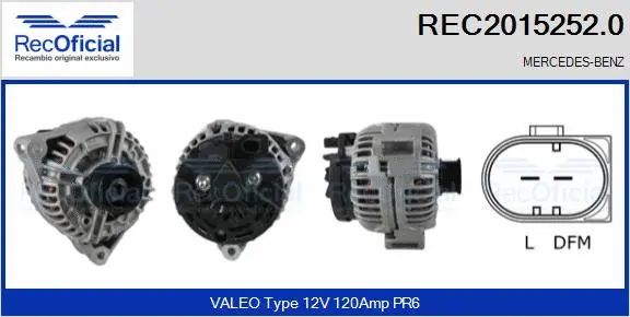 Alternateur RECOFICIAL REC2015252.0