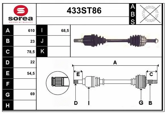 Arbre de transmission STARTCAR 433ST86