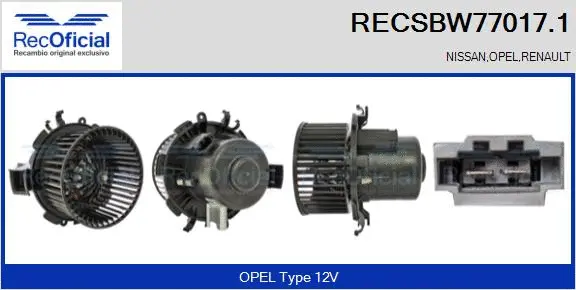 Pulseur d'air habitacle RECOFICIAL RECSBW77017.1