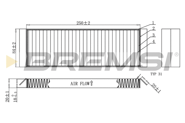Filtre, air de l'habitacle BREMSI FC0925C