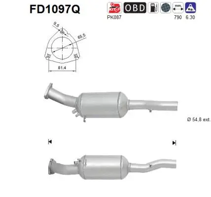 Filtre à particules / à suie, échappement AS FD1097Q