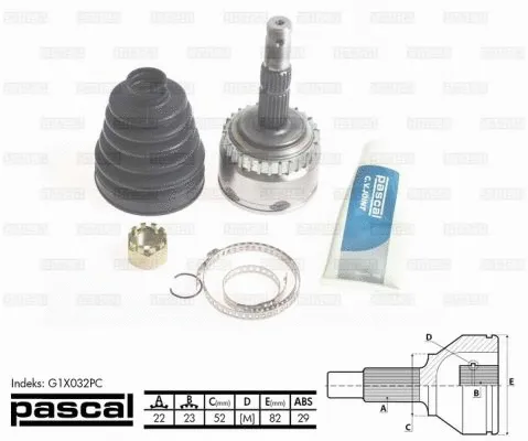 Jeu de joints, arbre de transmission PASCAL G1X032PC
