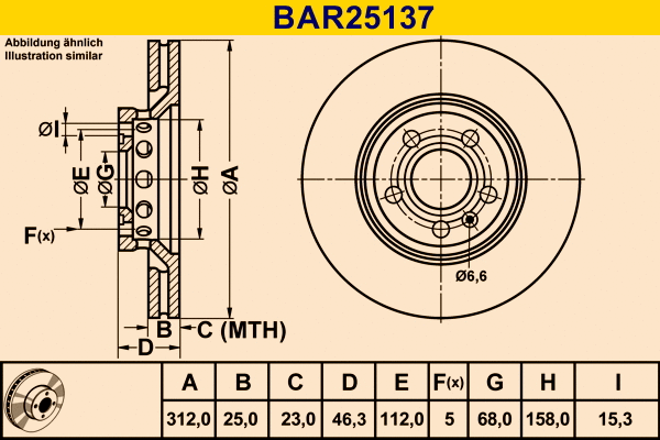 Disque de frein BARUM BAR25137
