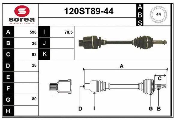 Arbre de transmission STARTCAR 120ST89-44