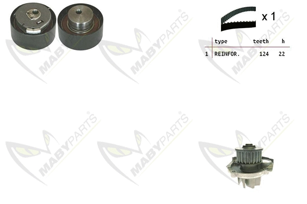 Pompe à eau + kit de courroie crantée MABYPARTS OBKWP0055