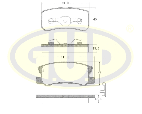 Kit de plaquettes de frein, frein à disque G.U.D. GBP880122