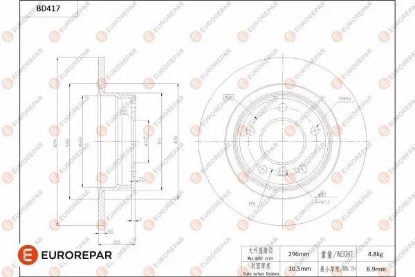 Disque de frein EUROREPAR 1684285980
