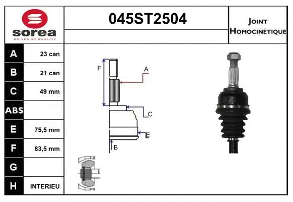 Jeu de joints, arbre de transmission STARTCAR 045ST2504