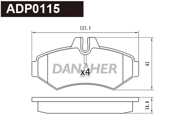 Kit de plaquettes de frein, frein à disque DANAHER ADP0115