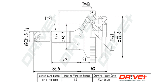 Jeu de joints, arbre de transmission Dr!ve+ DP2110.10.1400