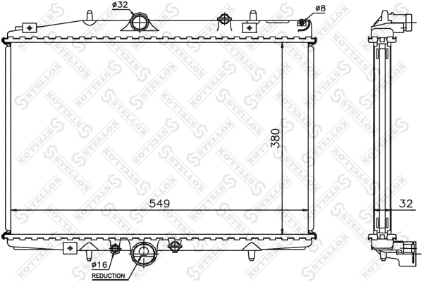 Radiateur, refroidissement du moteur STELLOX 10-25353-SX