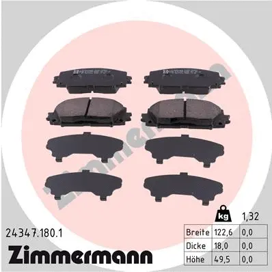 Kit de plaquettes de frein, frein à disque ZIMMERMANN 24347.180.1