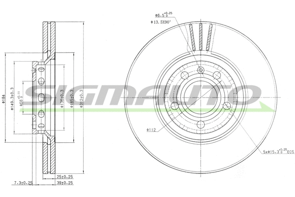 Disque de frein SIGMAUTO DBB156V
