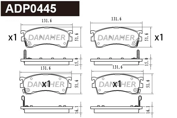 Kit de plaquettes de frein, frein à disque DANAHER ADP0445