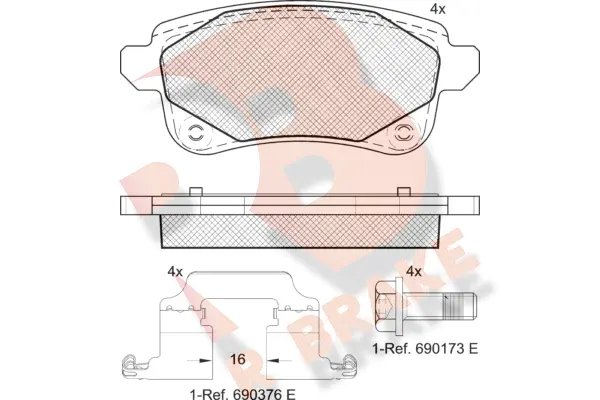 Kit de plaquettes de frein, frein à disque R BRAKE RB2222-208
