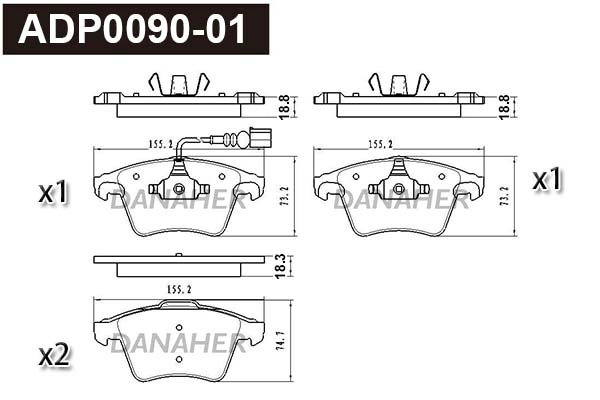 Kit de plaquettes de frein, frein à disque DANAHER ADP0090-01