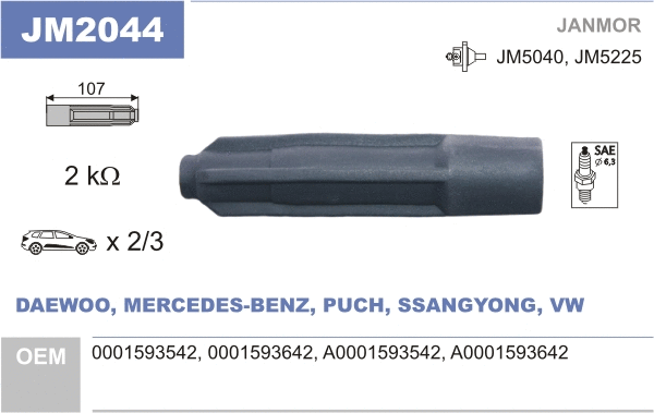 Fiche, bobine d'allumage JANMOR JM2044