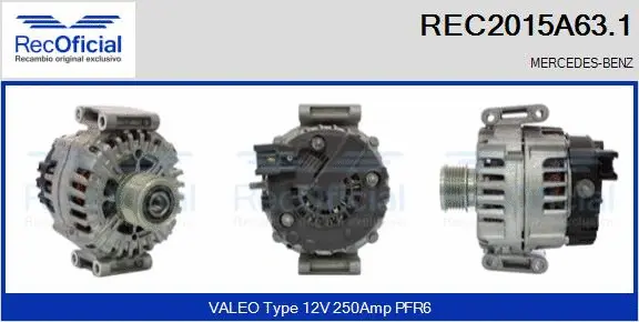 Alternateur RECOFICIAL REC2015A63.1