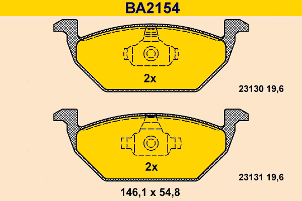 Kit de plaquettes de frein, frein à disque BARUM BA2154