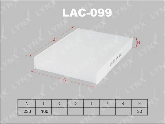 Filtre, air de l'habitacle LYNXAUTO LAC-099