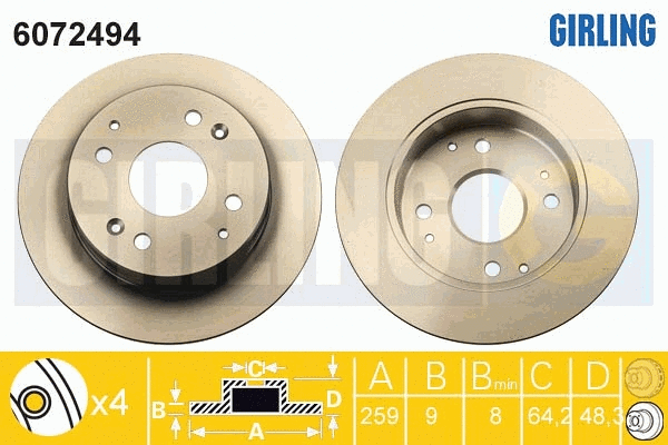 Disque de frein GIRLING 6072494