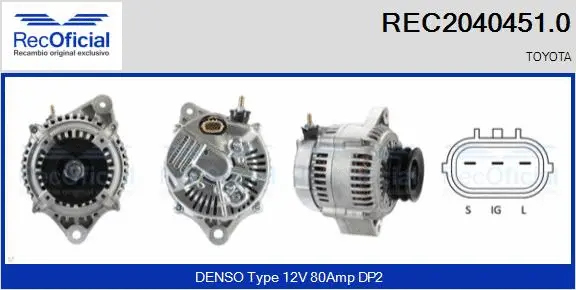 Alternateur RECOFICIAL REC2040451.0