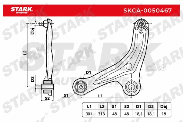 Bras de liaison, suspension de roue Stark SKCA-0050467