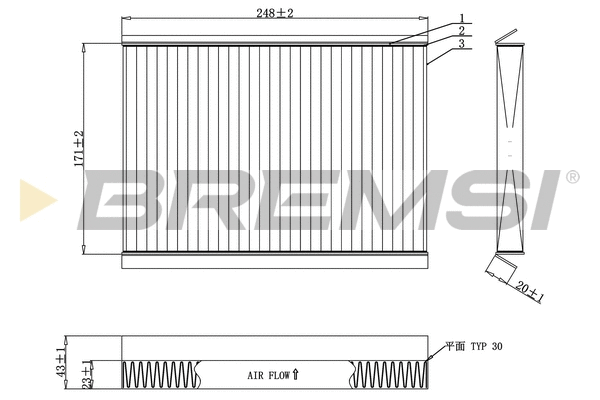 Filtre, air de l'habitacle BREMSI FC0929C