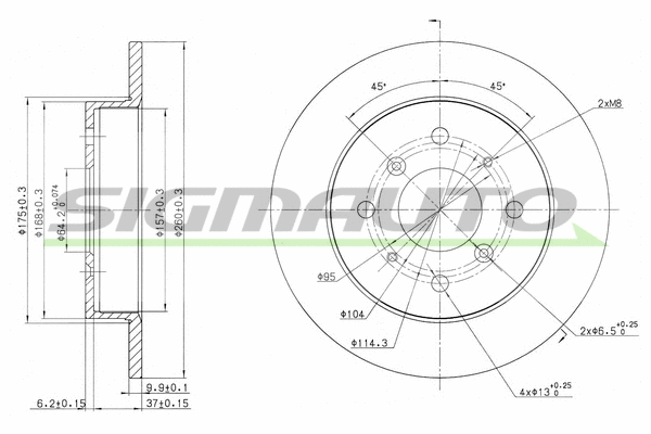 Disque de frein SIGMAUTO DBA360S