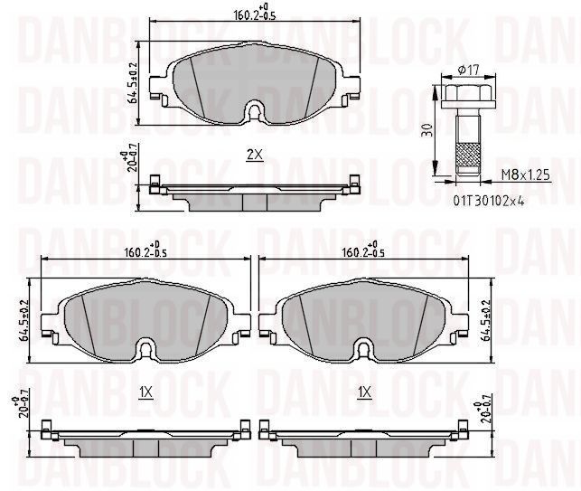 Kit de plaquettes de frein, frein à disque DANBLOCK DB 511315