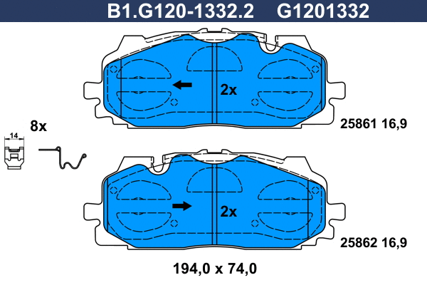 Kit de plaquettes de frein, frein à disque GALFER B1.G120-1332.2