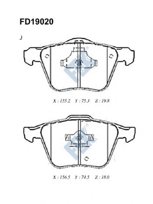 Kit de plaquettes de frein, frein à disque FBK FD19020