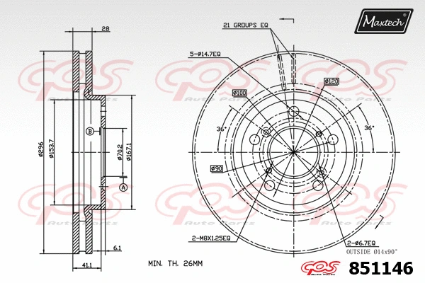 Disque de frein MAXTECH 851146