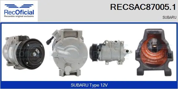 Compresseur, climatisation RECOFICIAL RECSAC87005.1