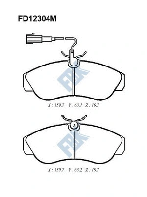 Kit de plaquettes de frein, frein à disque FBK FD12304M