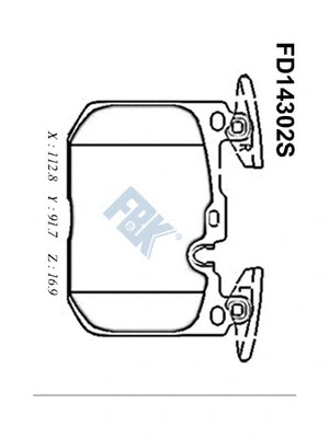 Kit de plaquettes de frein, frein à disque FBK FD14302S