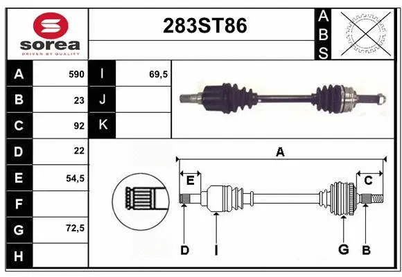 Arbre de transmission STARTCAR 283ST86