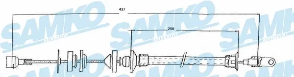 Tirette à câble, commande d'embrayage SAMKO C0148C