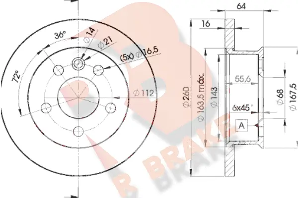 Disque de frein R BRAKE 78RBD23013
