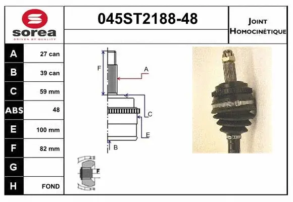 Jeu de joints, arbre de transmission STARTCAR 045ST2188-48