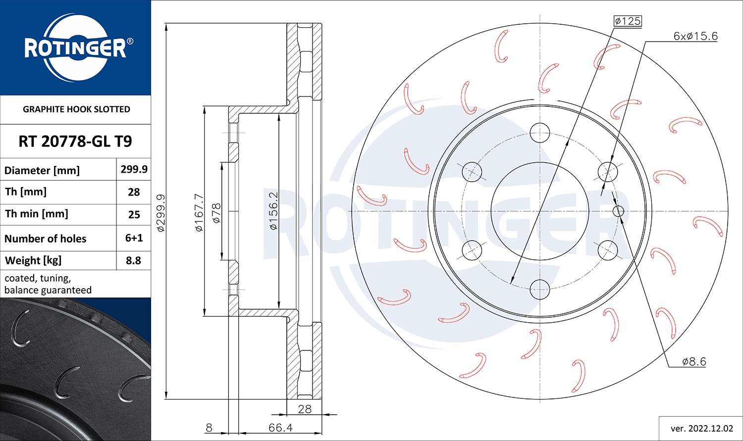 Disque de frein ROTINGER RT 20778-GL T9