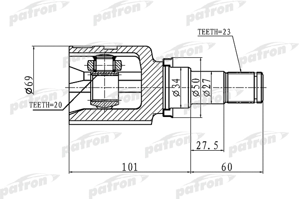 Jeu de joints, arbre de transmission PATRON PCV1458